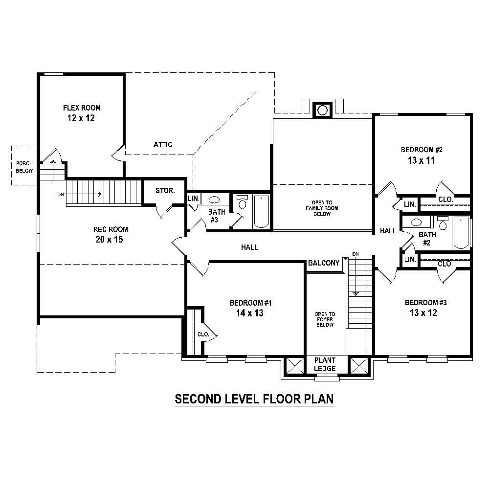 Floor Plan Second Story of Luxury Plan #170-1829