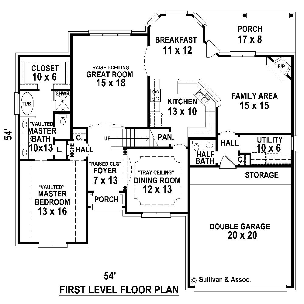 Floor Plan First Story of French Plan #170-1831