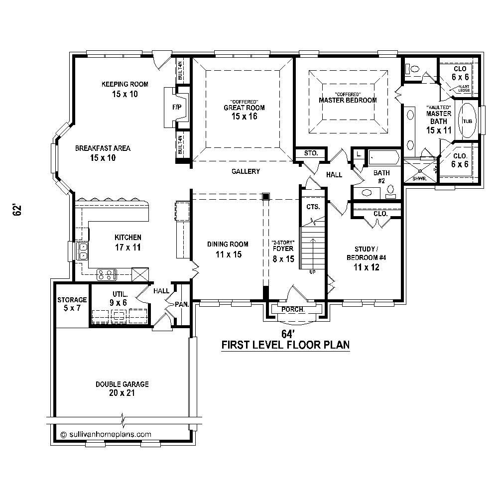 Floor Plan First Story of French Plan #170-1836