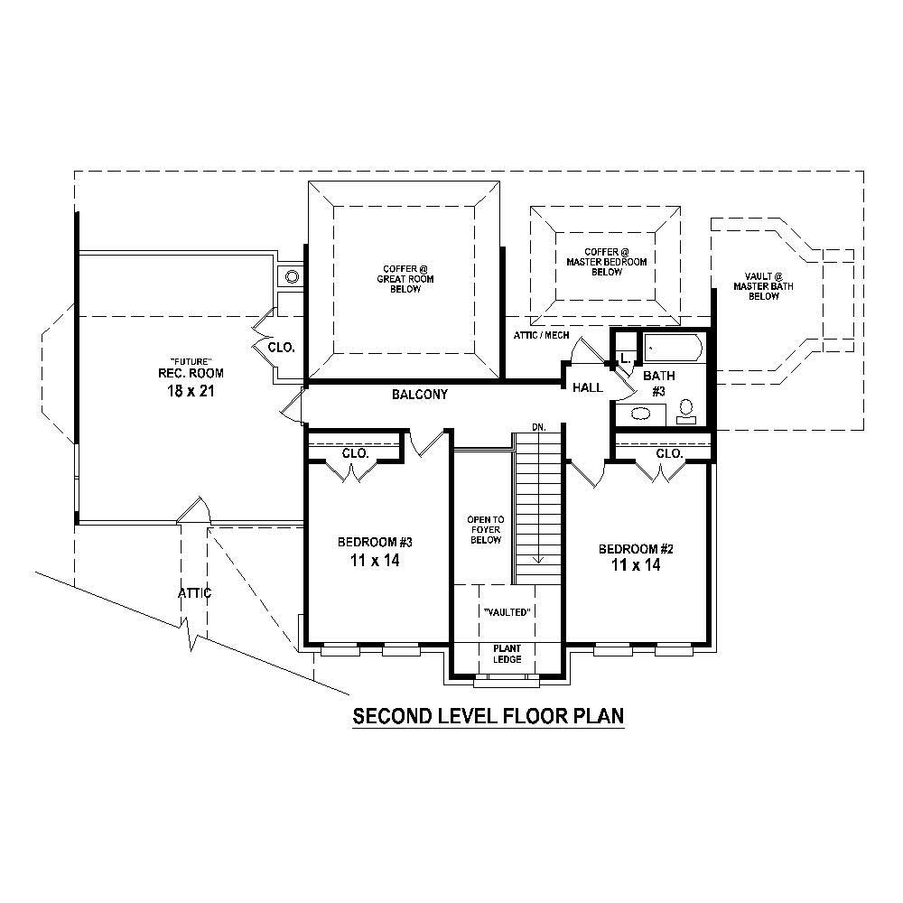 Floor Plan Second Story of French Plan #170-1836