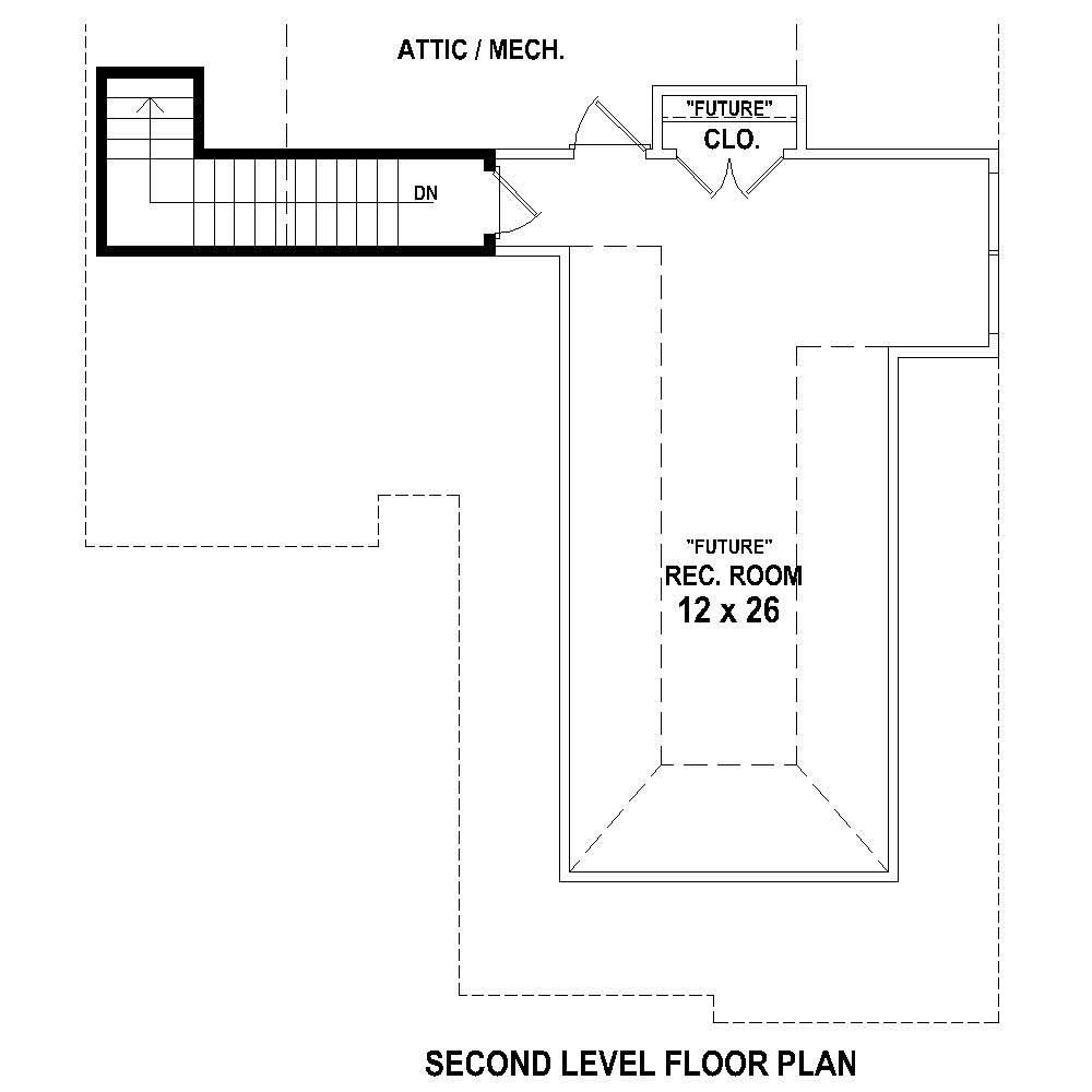 Floor Plan Second Story of Cape Cod Plan #170-1838