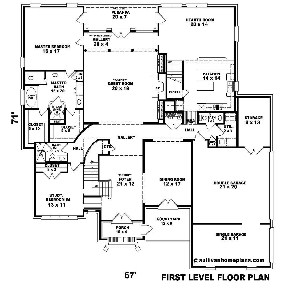 Floor Plan First Story of French Plan #170-1839