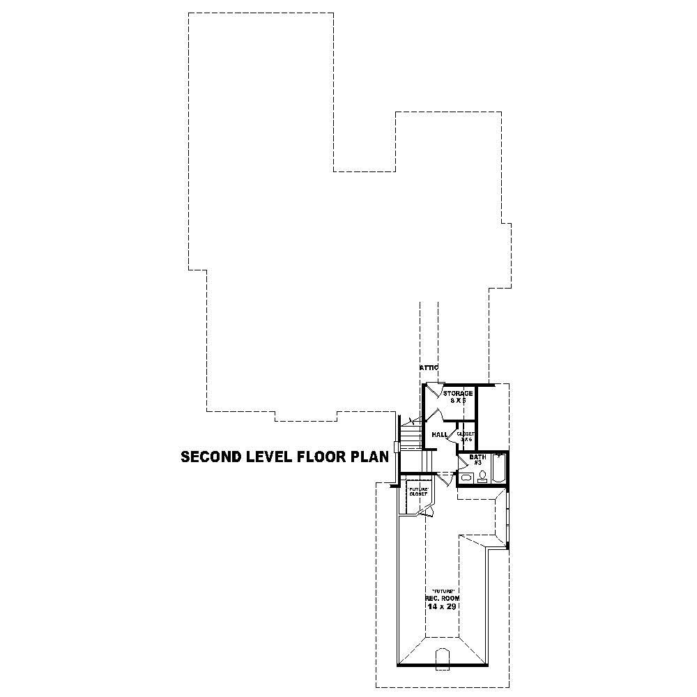 Floor Plan Second Story of French Plan #170-1841