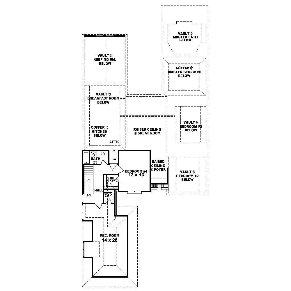 Floor Plan Second Story of French Plan #170-1842