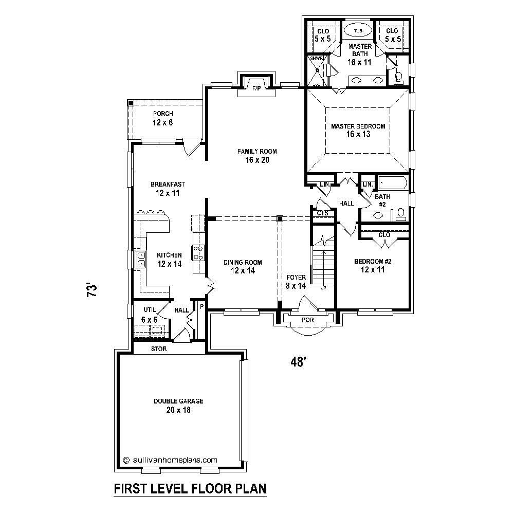 Floor Plan First Story of French Plan #170-1847