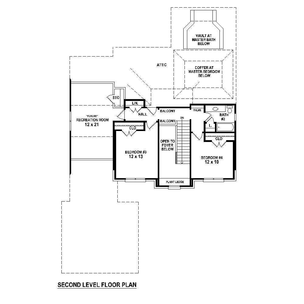 Floor Plan Second Story of French Plan #170-1847