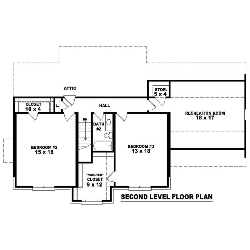 Floor Plan Second Story of Traditional Plan #170-1853