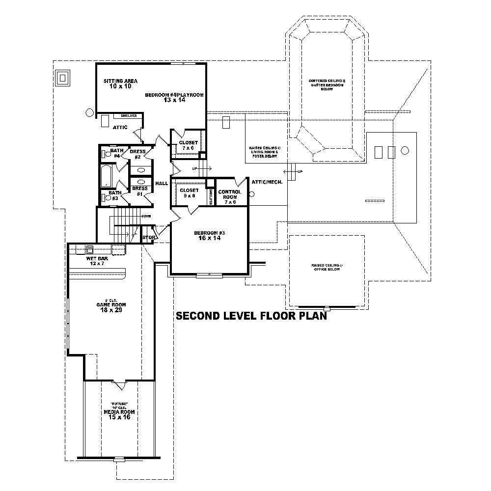 Floor Plan Second Story of French Plan #170-1860
