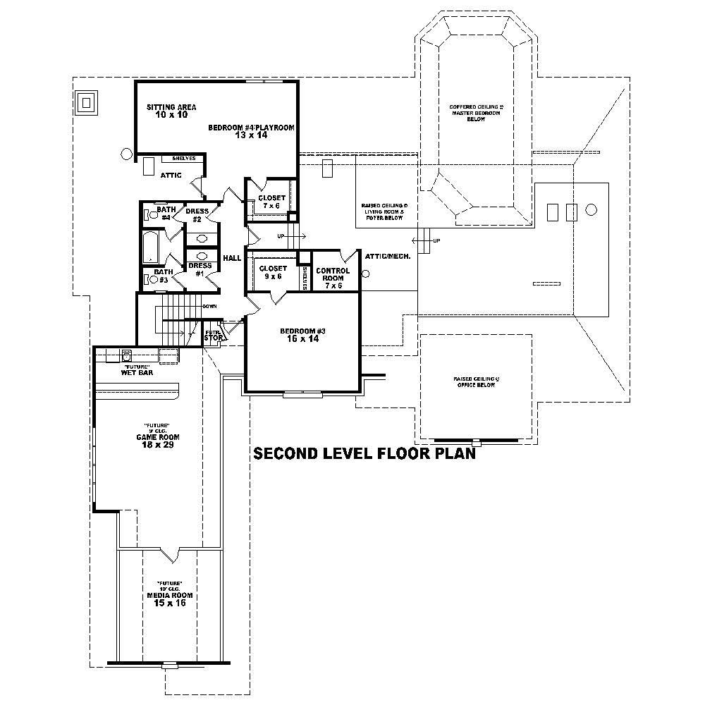 Floor Plan Second Story of French Plan #170-1864