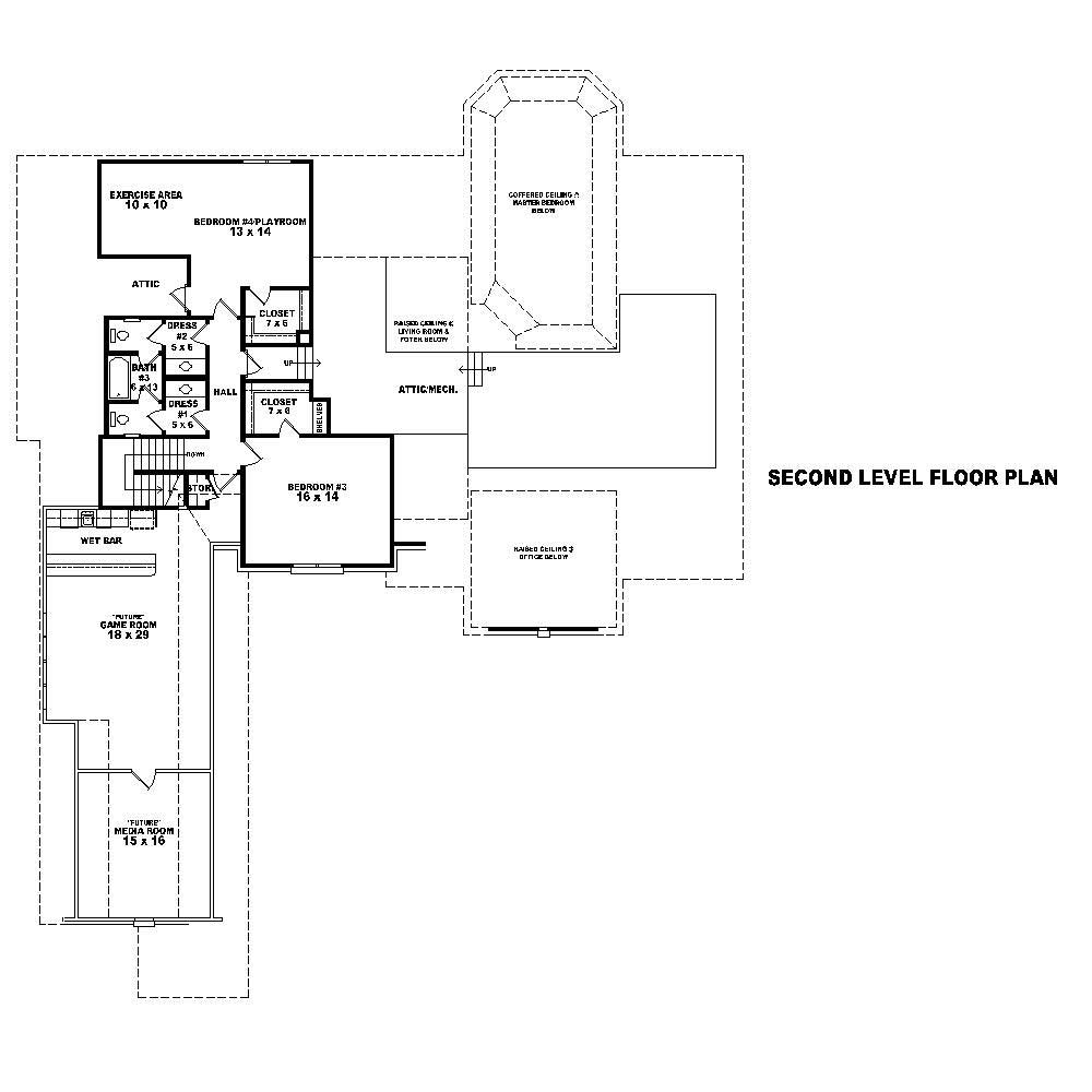 Floor Plan Second Story of French Plan #170-1865