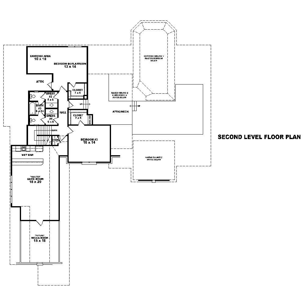 Floor Plan Second Story of French Plan #170-1866