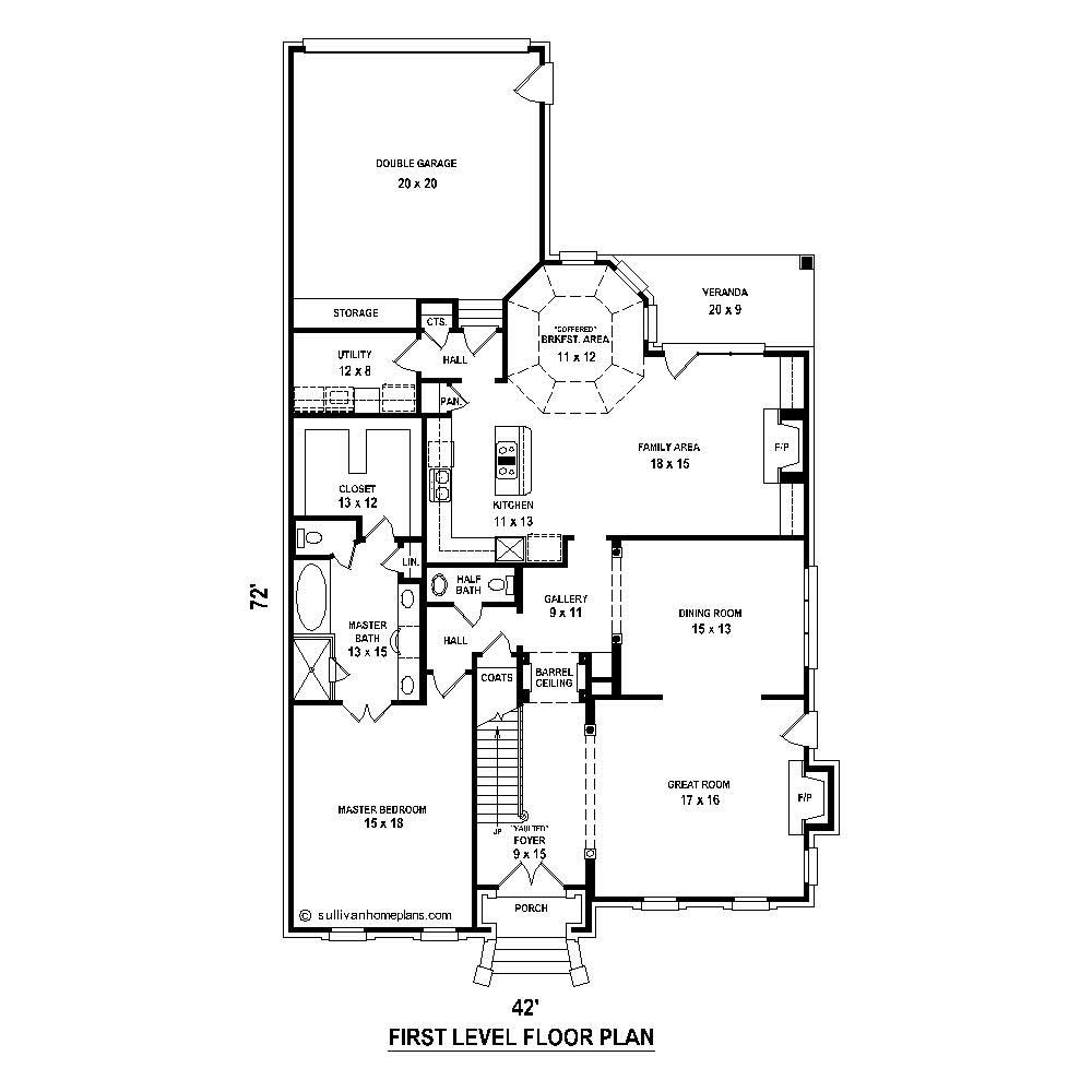 Floor Plan First Story of Cape Cod Plan #170-1872