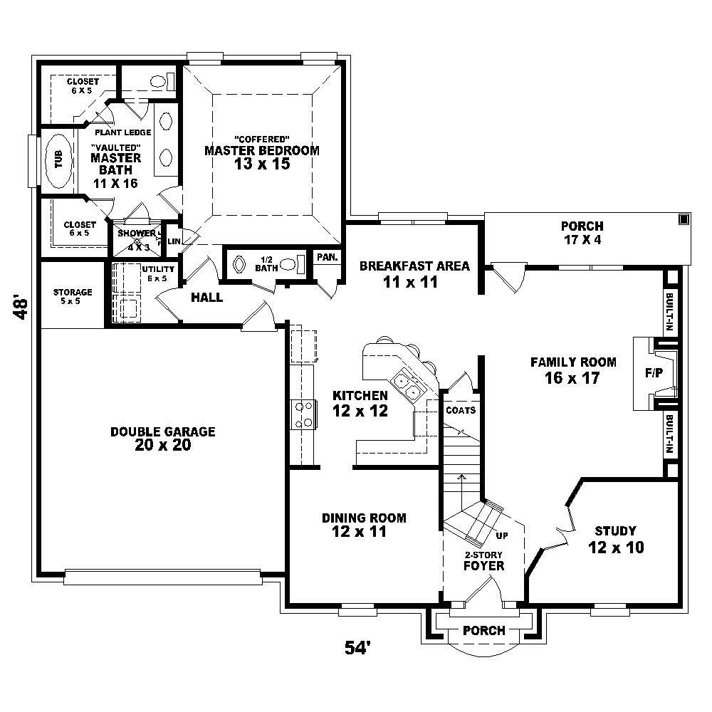 Floor Plan First Story of Traditional Plan #170-1876