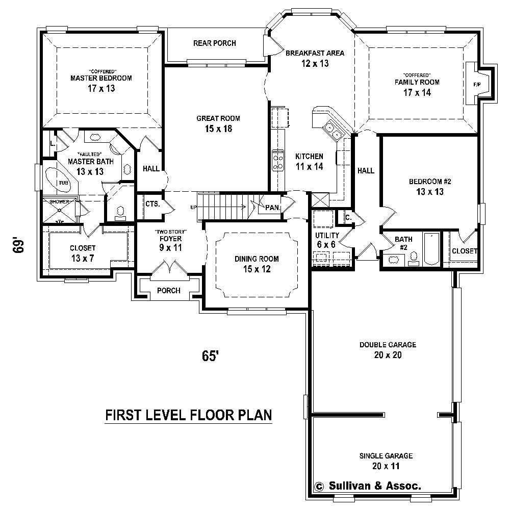 Floor Plan First Story of Country Plan #170-1877