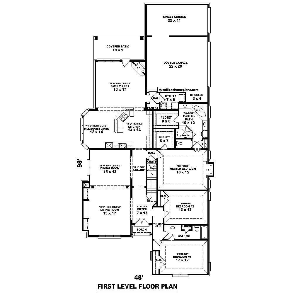 Floor Plan First Story of Country Plan #170-1878
