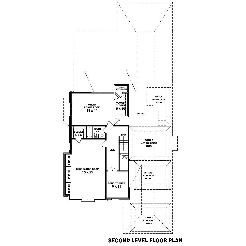 Floor Plan Second Story of Country Plan #170-1878