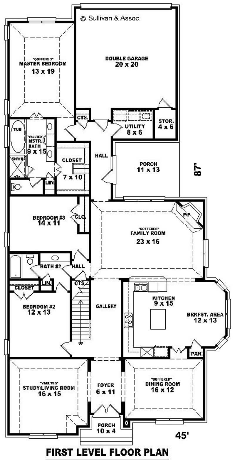 Floor Plan First Story of French Plan #170-1882