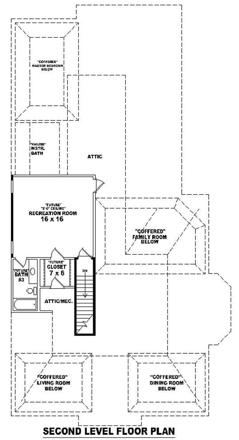 Floor Plan Second Story of French Plan #170-1883