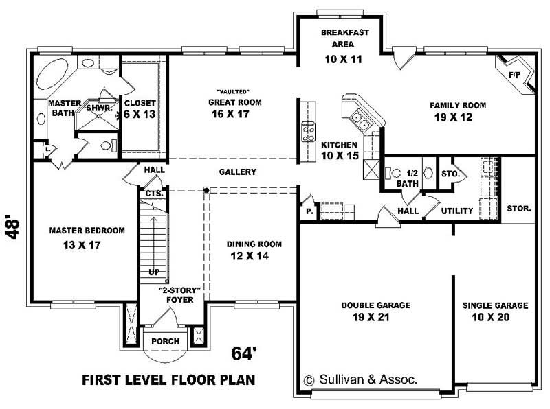 Floor Plan First Story of French Plan #170-1884