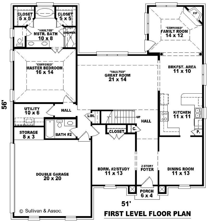 Floor Plan First Story of Traditional Plan #170-1891