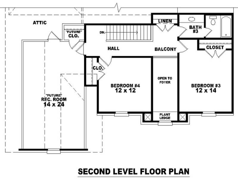 Floor Plan Second Story of Traditional Plan #170-1891