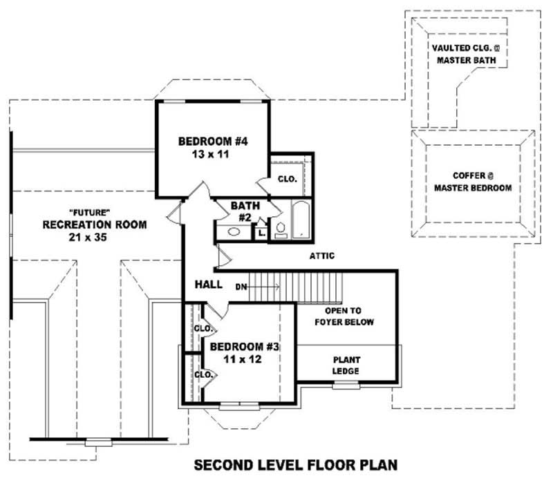 Floor Plan Second Story of French Plan #170-1892