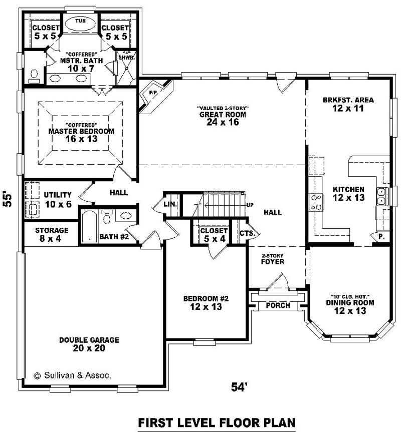 Floor Plan First Story of French Plan #170-1893