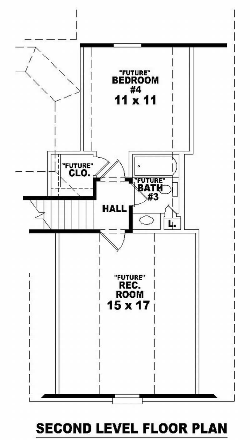 Floor Plan Second Story of French Plan #170-1894