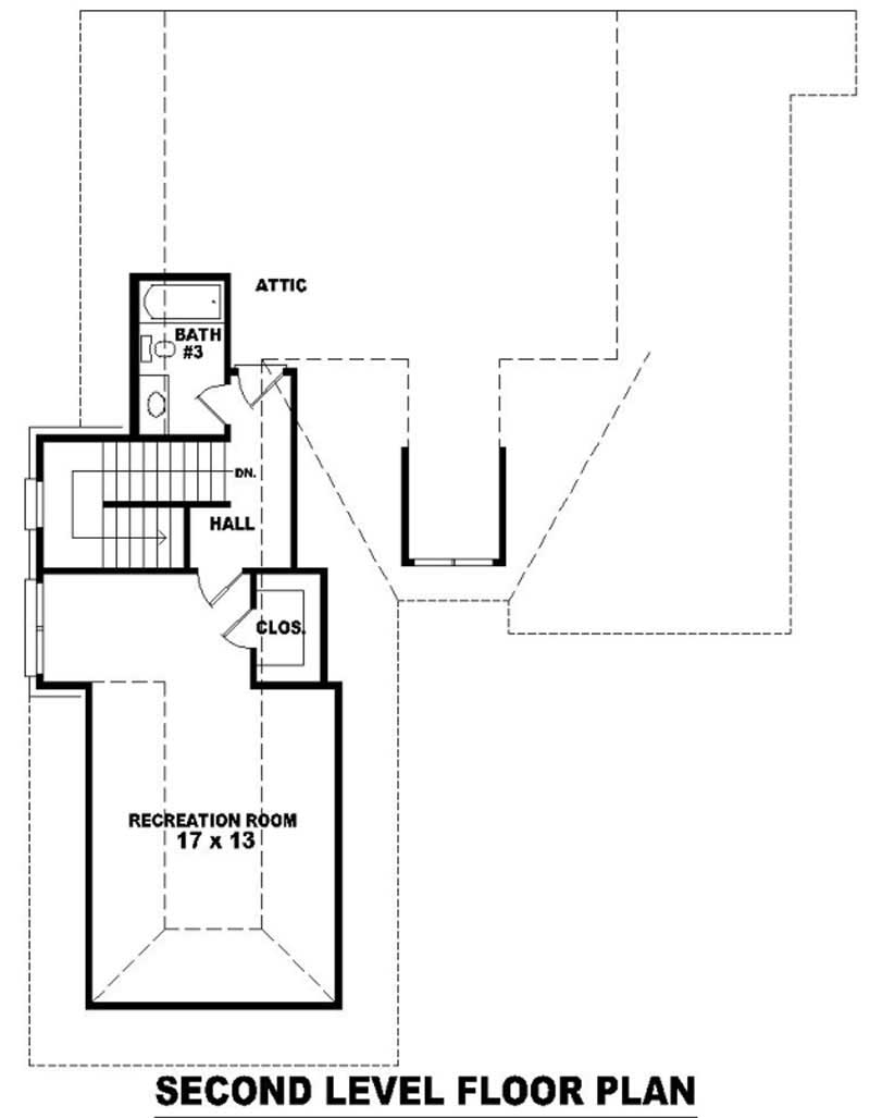Floor Plan Second Story of French Plan #170-1897
