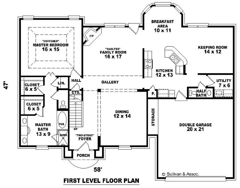 Floor Plan First Story of French Plan #170-1907