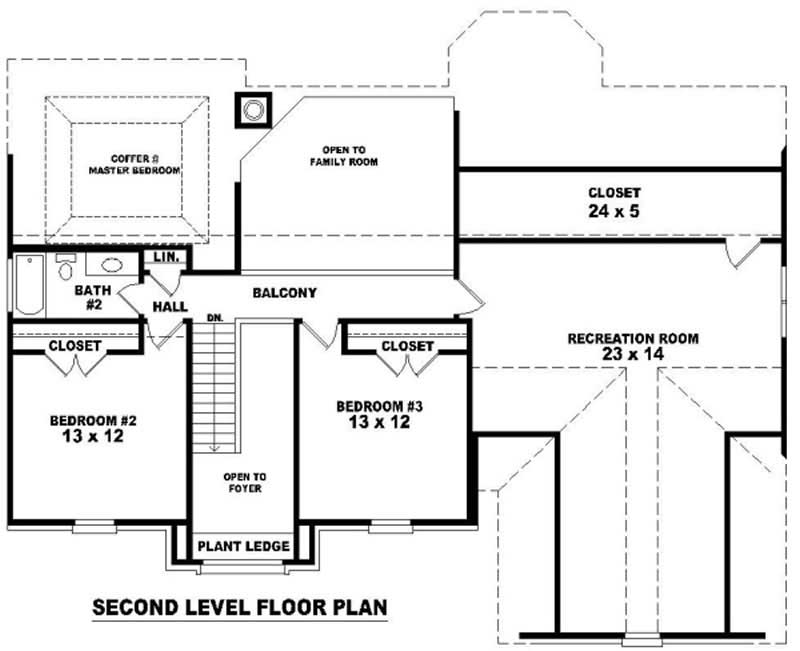 Floor Plan Second Story of French Plan #170-1907