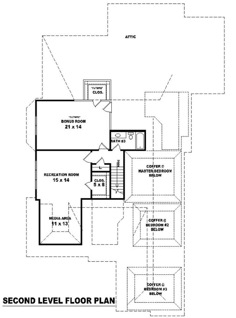 Floor Plan Second Story of French Plan #170-1915
