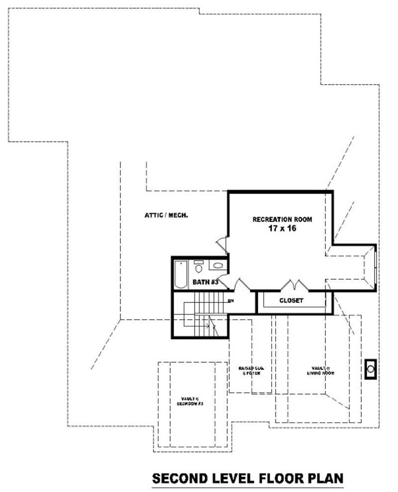 Floor Plan Second Story of French Plan #170-1916