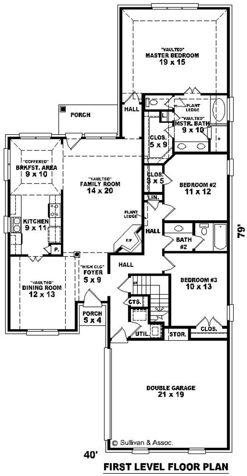 Floor Plan First Story of Traditional Plan #170-1919