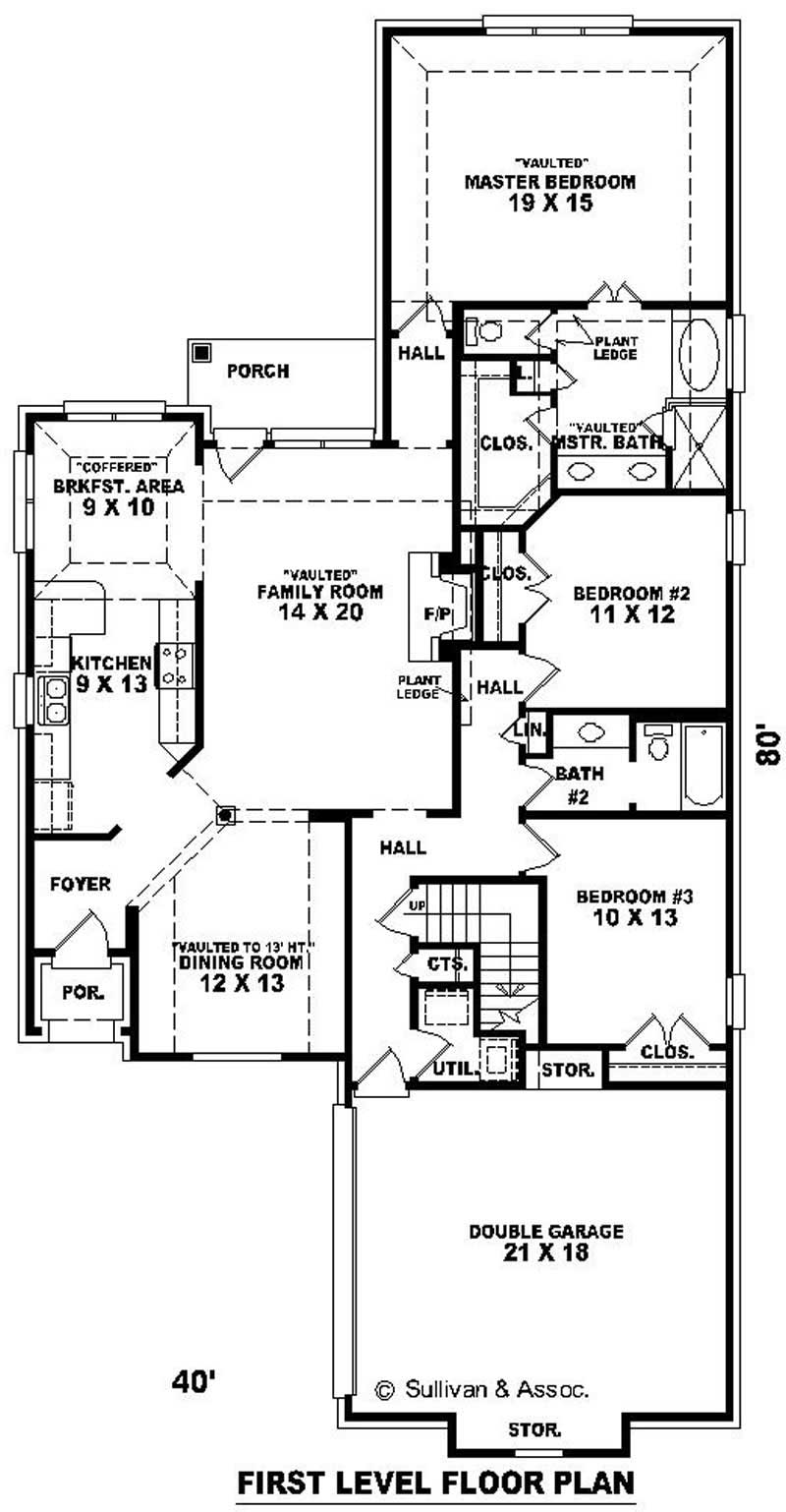 Floor Plan First Story of Traditional Plan #170-1920