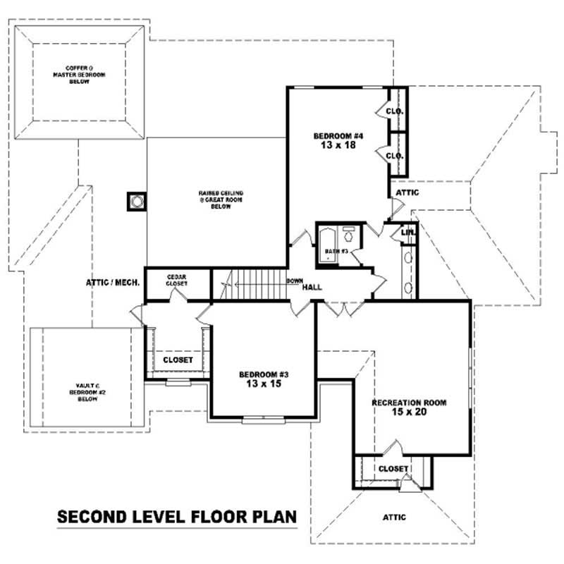 Floor Plan Second Story of French Plan #170-1925
