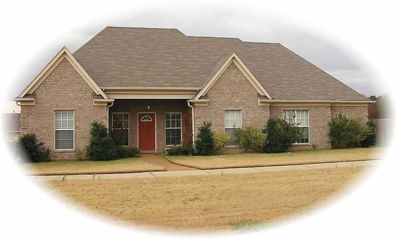 Front view of French home (ThePlanCollection: House Plan #170-1926)