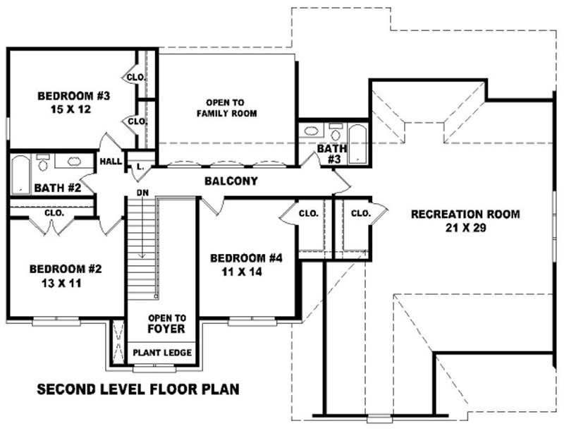 Floor Plan Second Story of French Plan #170-1927