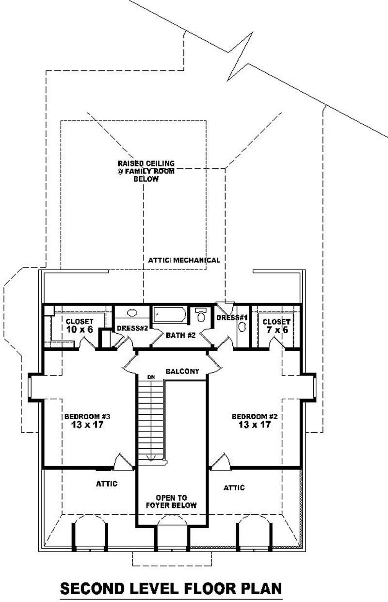 Floor Plan Second Story of French Plan #170-1934