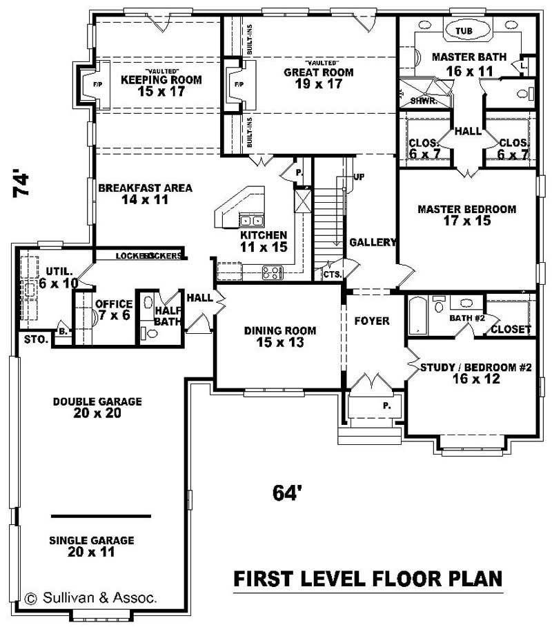 Floor Plan First Story of French Plan #170-1935