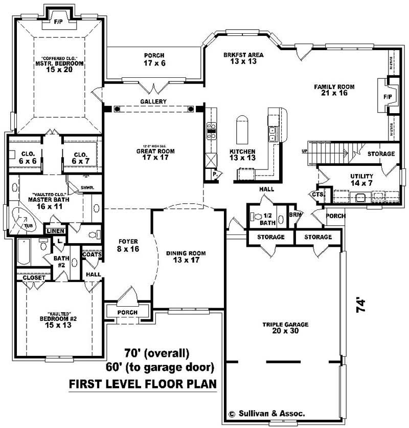 Floor Plan First Story of French Plan #170-1938