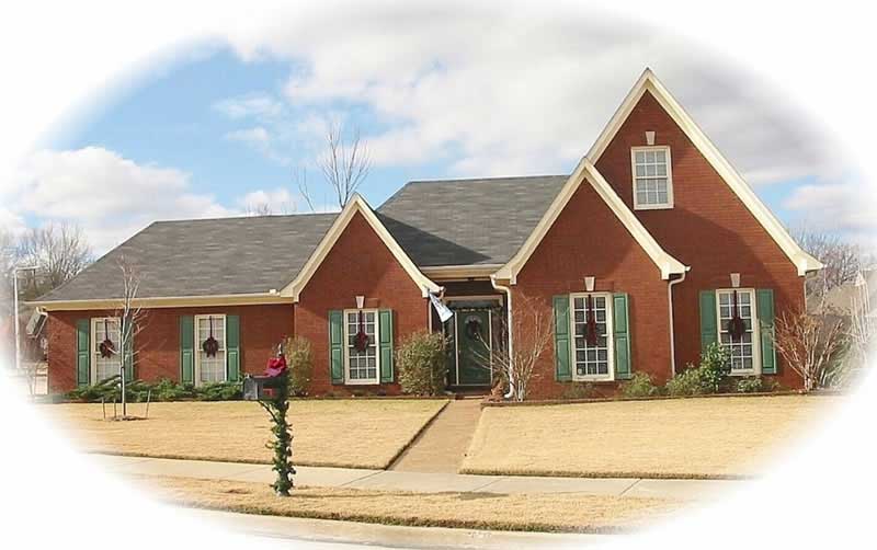 Front view of French home (ThePlanCollection: House Plan #170-1945)