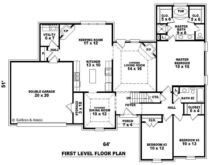 Floor Plan First Story of French Plan #170-1945