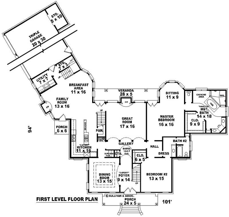 Floor Plan First Story of Luxury Plan #170-1952