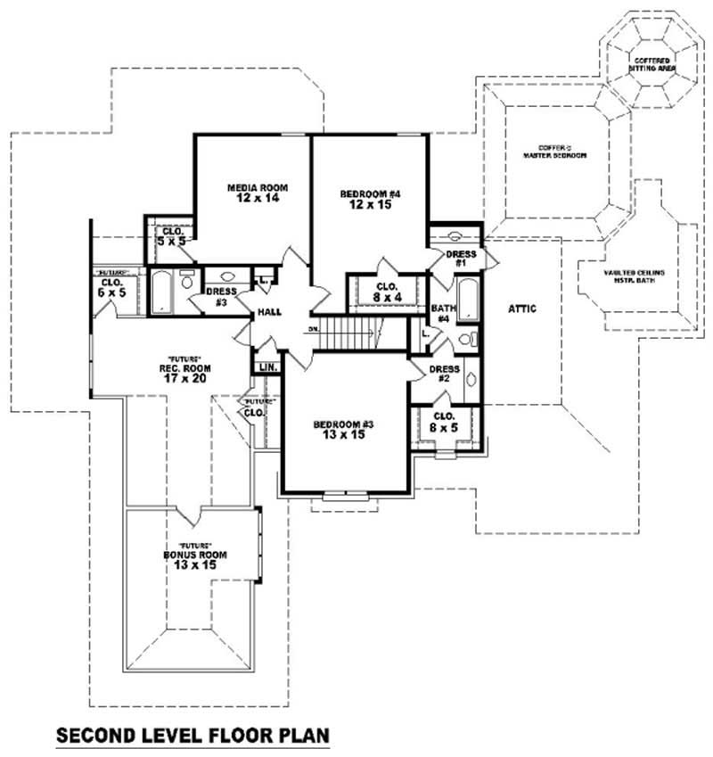 Floor Plan Second Story of French Plan #170-1956