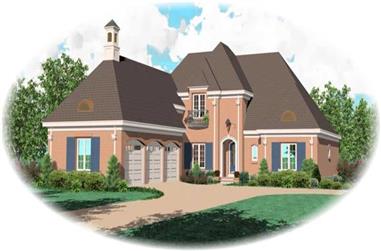4-Bedroom, 4209 Sq Ft French House Plan - 170-1957 - Front Exterior