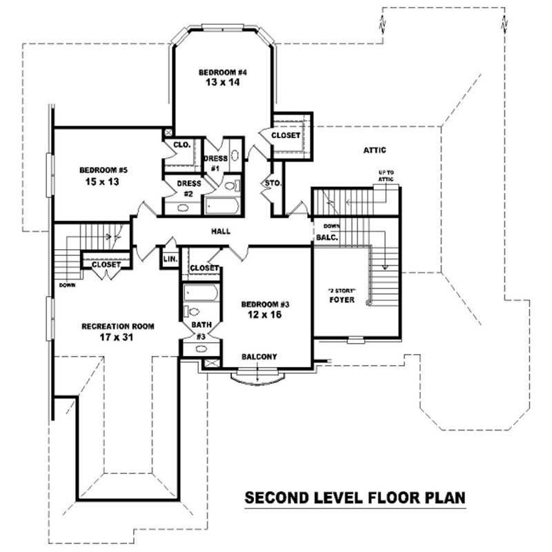 Floor Plan Second Story of French Plan #170-1960
