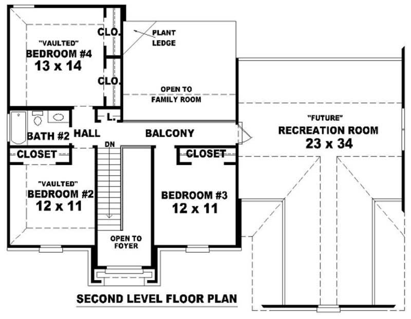 Floor Plan Second Story of Country Plan #170-1963