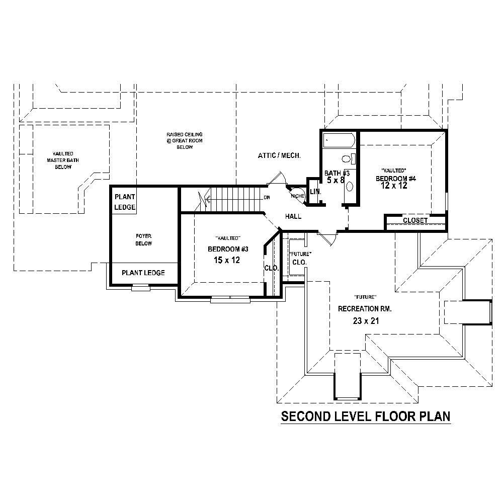 Floor Plan Second Story of Country Plan #170-1968