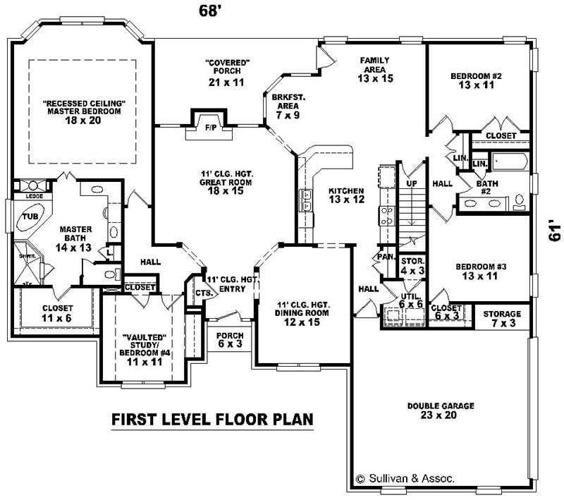 Floor Plan First Story of French Plan #170-1972